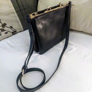 Accordion Style Crossbody Bag w/ Gold Accents